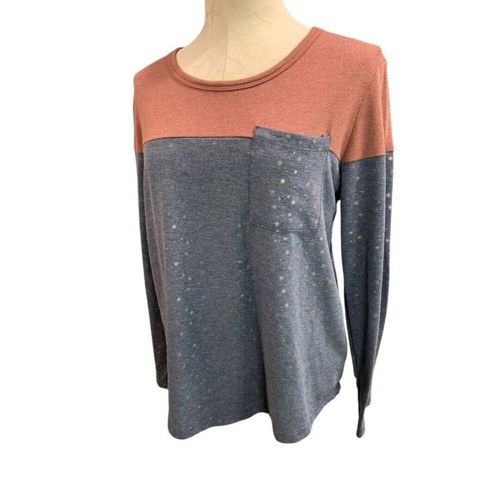 Medium Lazy Sundays Anthropologie Womens Star Print Long Sleeve Pullover Top Sof